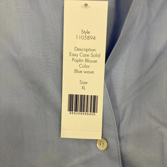 New Foxcroft Blue Non Iron Easy Care Poplin Button Down XL Office Career - Picture 4 of 11